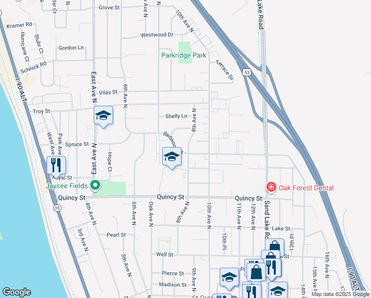 map of restaurants, bars, coffee shops, grocery stores, and more near 903 8th Avenue North in Onalaska