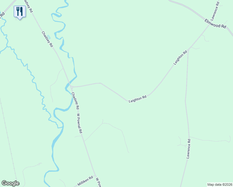 map of restaurants, bars, coffee shops, grocery stores, and more near Leighton Road in Pownal