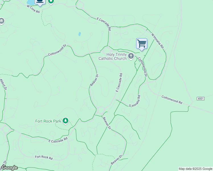 map of restaurants, bars, coffee shops, grocery stores, and more near 57688 Poplar Lane in Sunriver