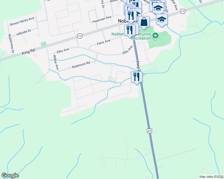map of restaurants, bars, coffee shops, grocery stores, and more near 9 Larkin Avenue in Regional Municipality of York