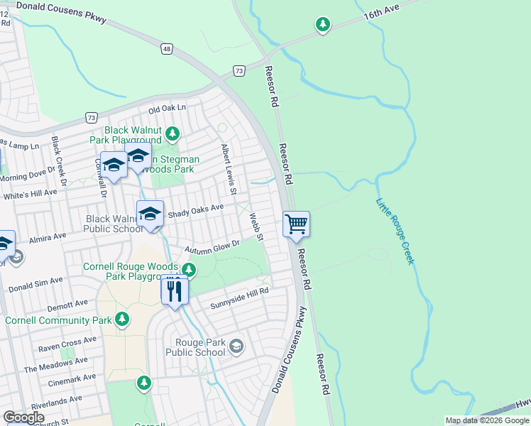 map of restaurants, bars, coffee shops, grocery stores, and more near in Markham
