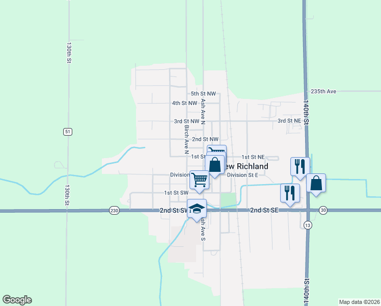 map of restaurants, bars, coffee shops, grocery stores, and more near in New Richland
