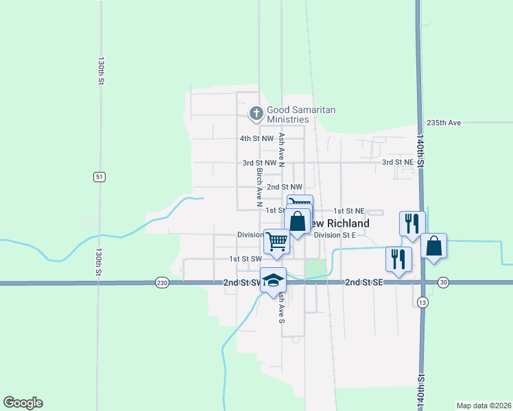 map of restaurants, bars, coffee shops, grocery stores, and more near in New Richland