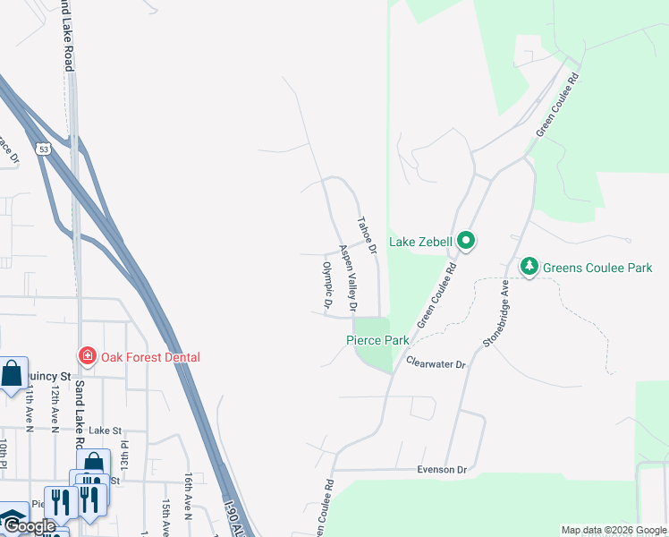 map of restaurants, bars, coffee shops, grocery stores, and more near 909 Aspen Valley Drive in Onalaska