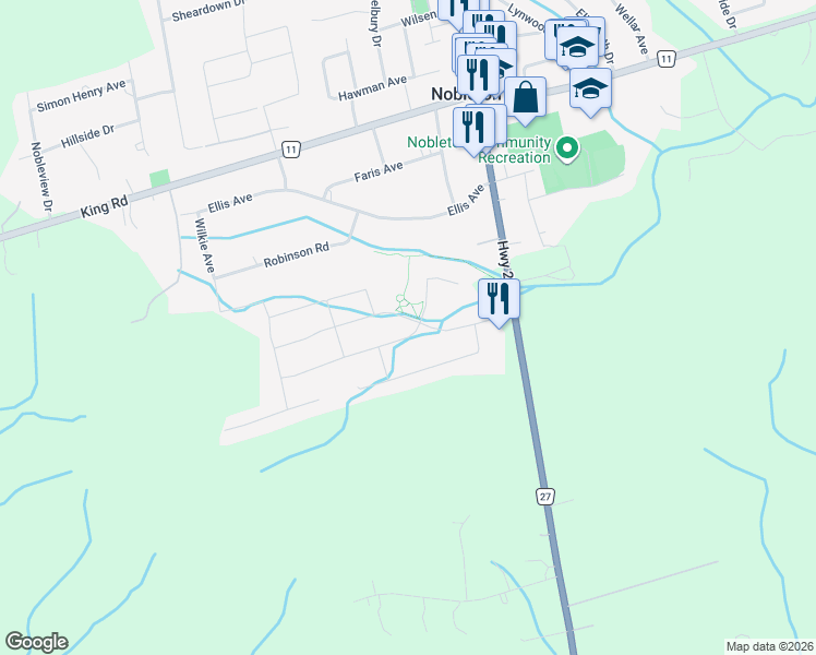 map of restaurants, bars, coffee shops, grocery stores, and more near 4 Larkin Avenue in Regional Municipality of York