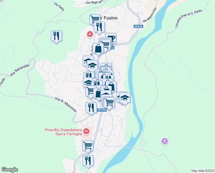 map of restaurants, bars, coffee shops, grocery stores, and more near 4 Via Guglielmo Marconi in Novafeltria