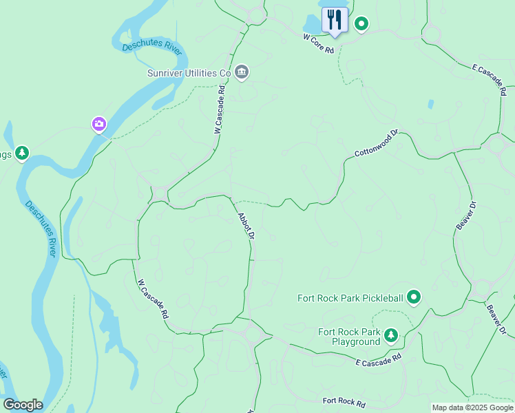 map of restaurants, bars, coffee shops, grocery stores, and more near 57707 Yellow Pine Lane in Sunriver