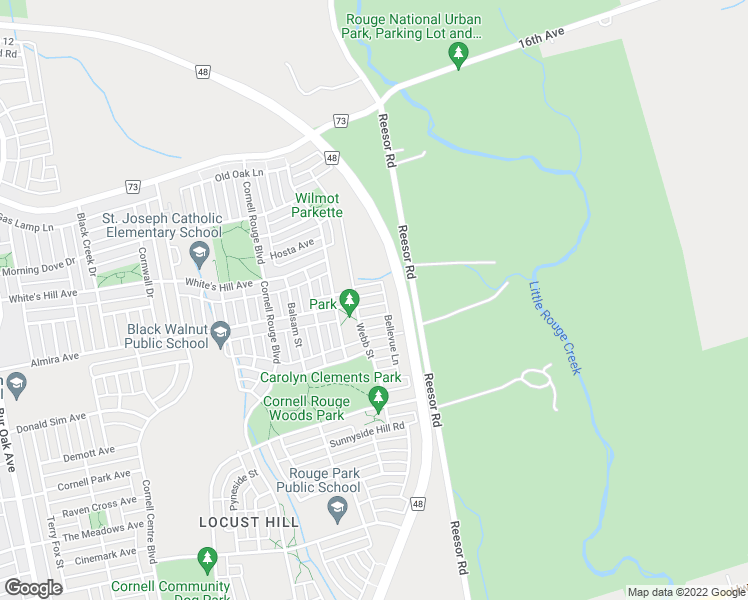 map of restaurants, bars, coffee shops, grocery stores, and more near 9 Rossmore Drive in Markham