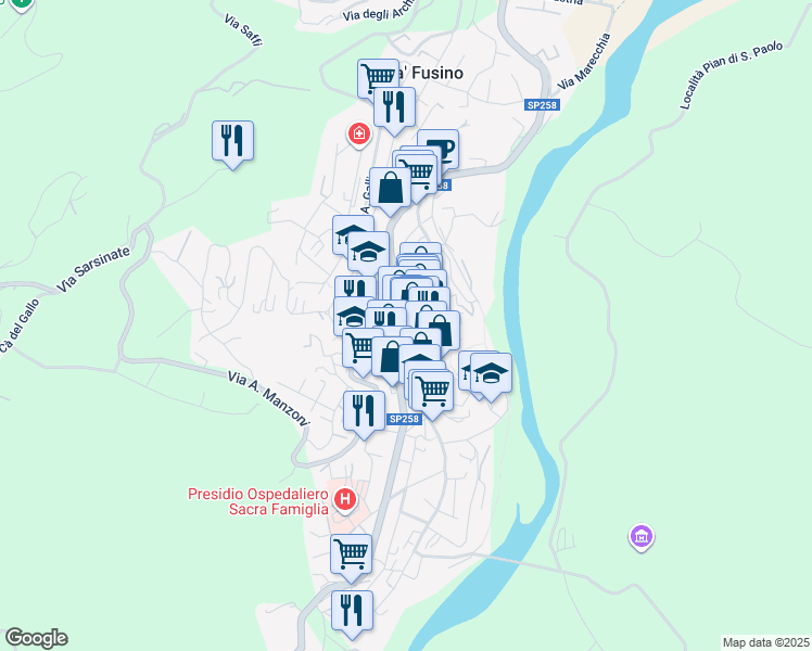map of restaurants, bars, coffee shops, grocery stores, and more near 3 Piazza Roma in Novafeltria