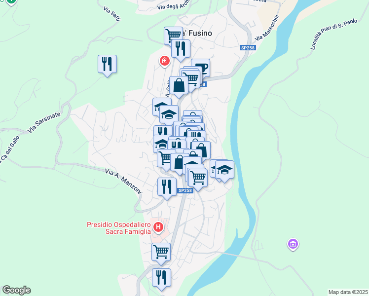 map of restaurants, bars, coffee shops, grocery stores, and more near 3 Piazza Roma in Novafeltria