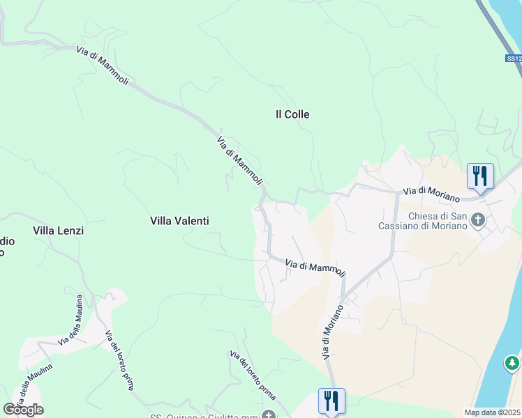 map of restaurants, bars, coffee shops, grocery stores, and more near 731 Via di Mammoli in Lucca