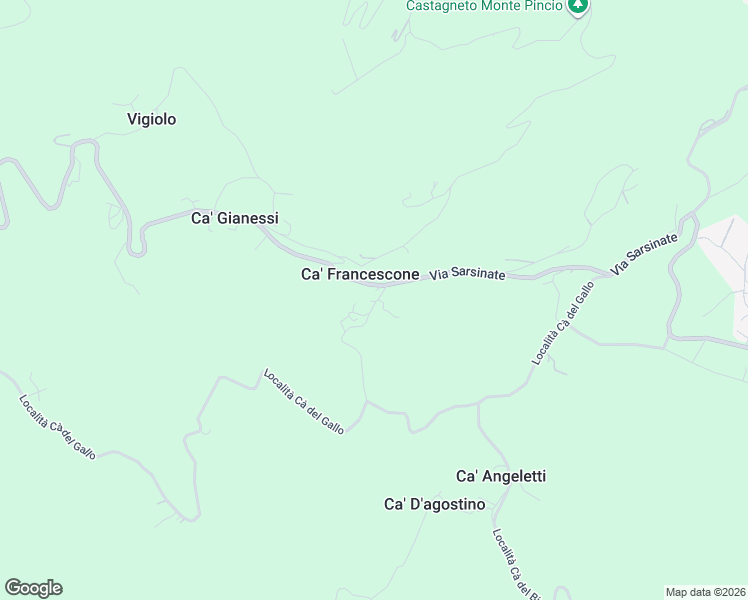 map of restaurants, bars, coffee shops, grocery stores, and more near 15 Località Cà Francesconi in Ca' Francescone