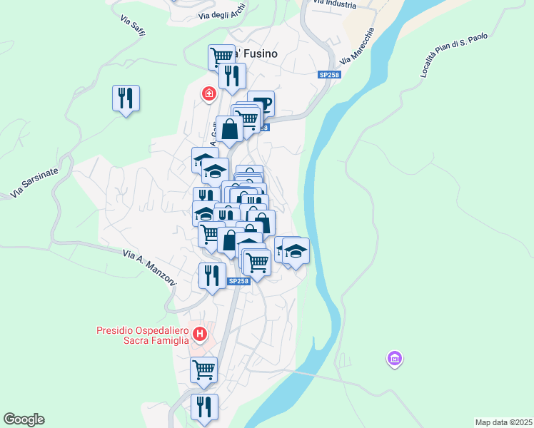 map of restaurants, bars, coffee shops, grocery stores, and more near 4 Via Guglielmo Marconi in Novafeltria