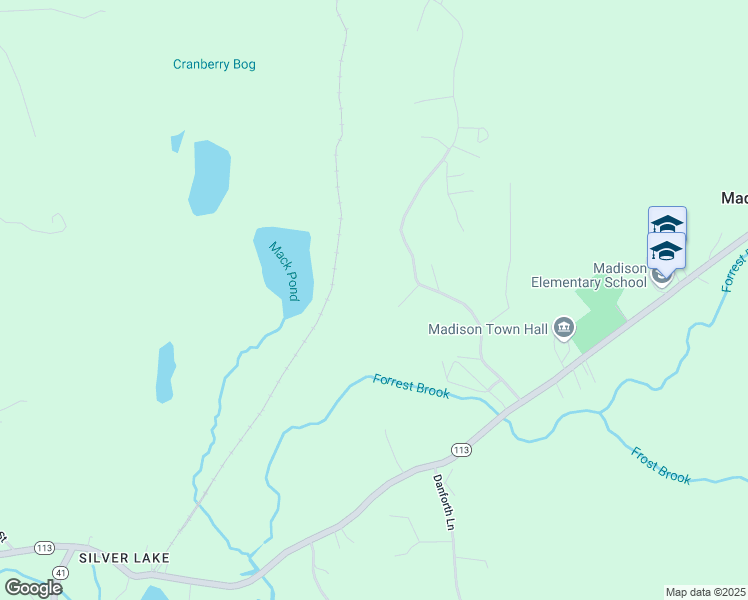 map of restaurants, bars, coffee shops, grocery stores, and more near 46 Cabin Lane in Madison