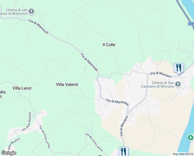 map of restaurants, bars, coffee shops, grocery stores, and more near 731 Via di Mammoli in Lucca