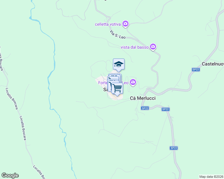 map of restaurants, bars, coffee shops, grocery stores, and more near in San Leo