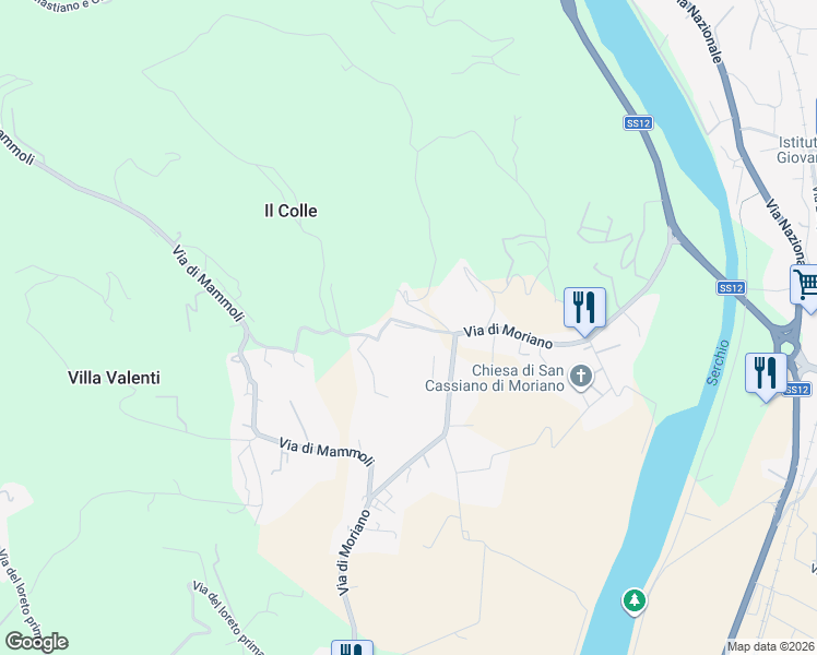 map of restaurants, bars, coffee shops, grocery stores, and more near 208 Via di Villa Mansi in Lucca