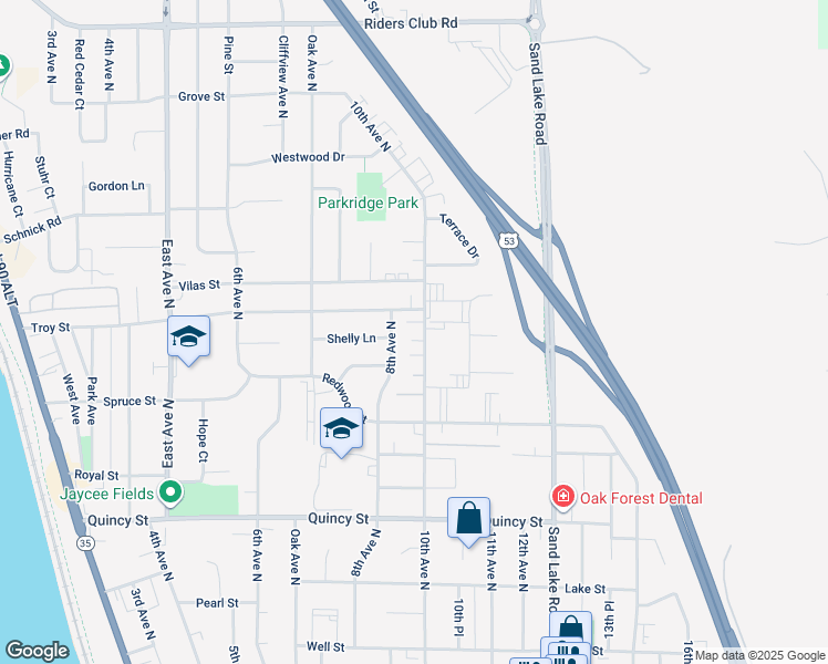 map of restaurants, bars, coffee shops, grocery stores, and more near 949 10th Avenue North in Onalaska