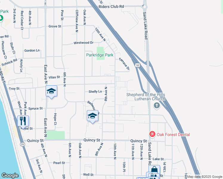 map of restaurants, bars, coffee shops, grocery stores, and more near 959 10th Avenue North in Onalaska