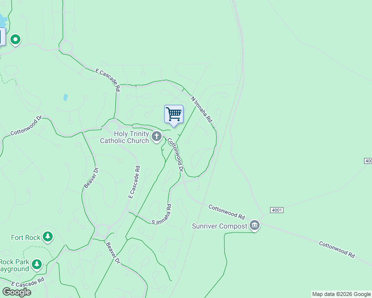 map of restaurants, bars, coffee shops, grocery stores, and more near 57757 Lassen Lane in Sunriver
