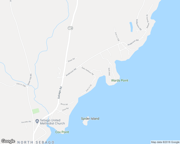 map of restaurants, bars, coffee shops, grocery stores, and more near 92 Safe Harbour Road in Sebago