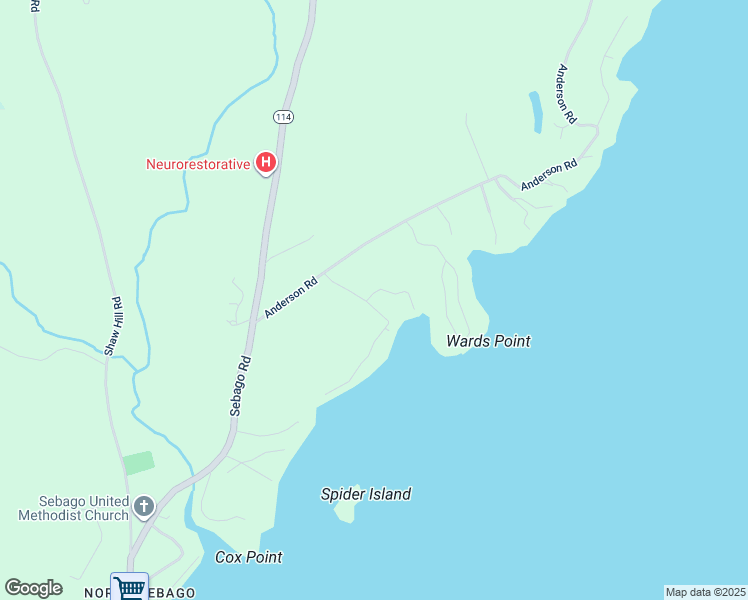 map of restaurants, bars, coffee shops, grocery stores, and more near 22 Safe Harbour Road in Sebago