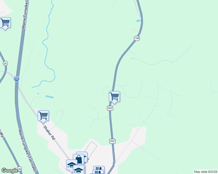 map of restaurants, bars, coffee shops, grocery stores, and more near 51 Lewiston Road in Gray