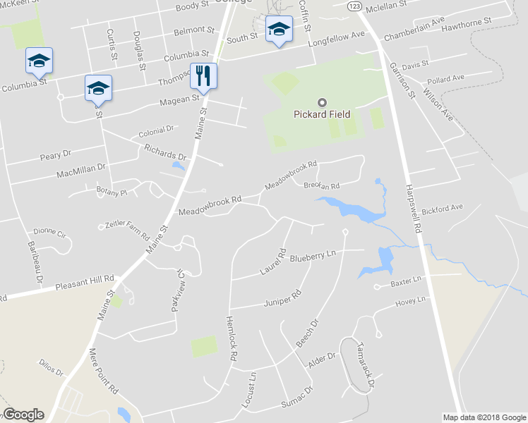 map of restaurants, bars, coffee shops, grocery stores, and more near 20 Sparwell Lane in Brunswick