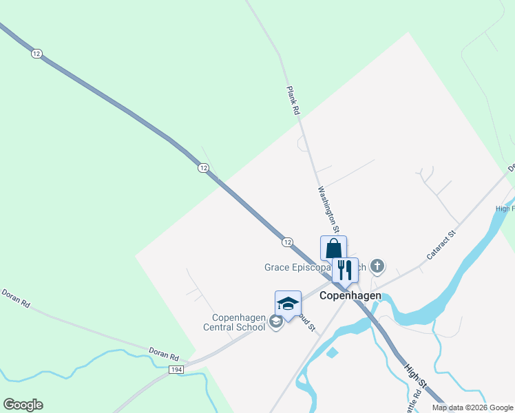 map of restaurants, bars, coffee shops, grocery stores, and more near 10016 Main St in Copenhagen