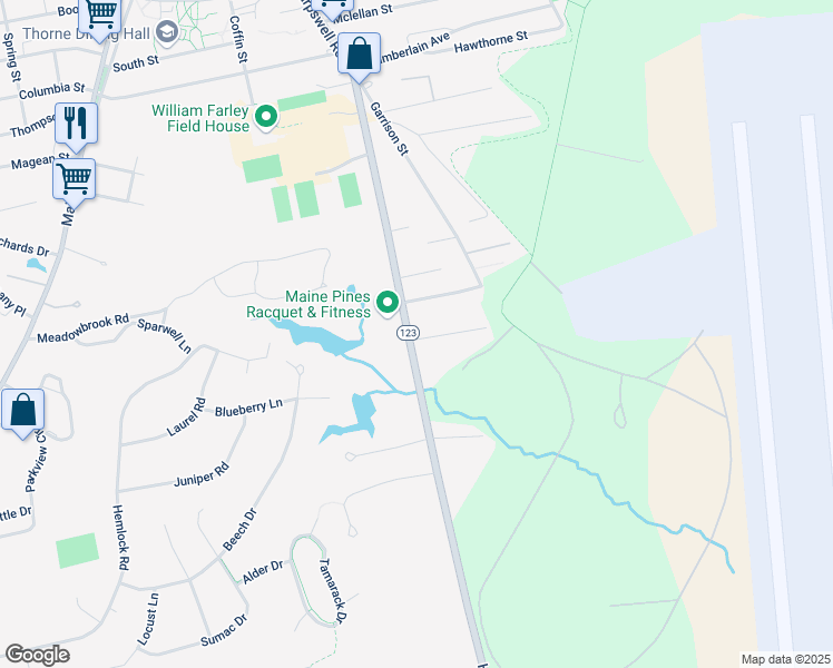 map of restaurants, bars, coffee shops, grocery stores, and more near 1 Bickford Avenue in Brunswick