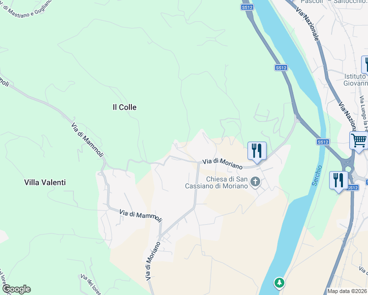 map of restaurants, bars, coffee shops, grocery stores, and more near 208 Via di Villa Mansi in Lucca