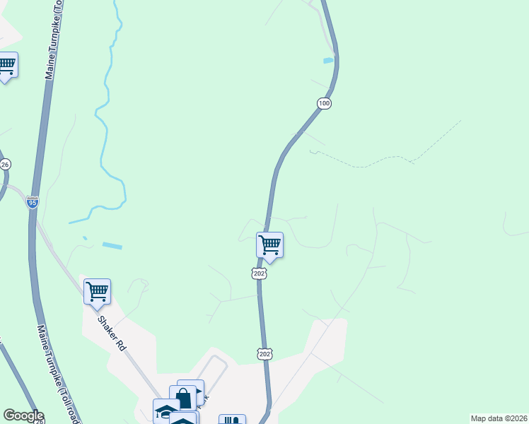 map of restaurants, bars, coffee shops, grocery stores, and more near 51 Lewiston Road in Gray
