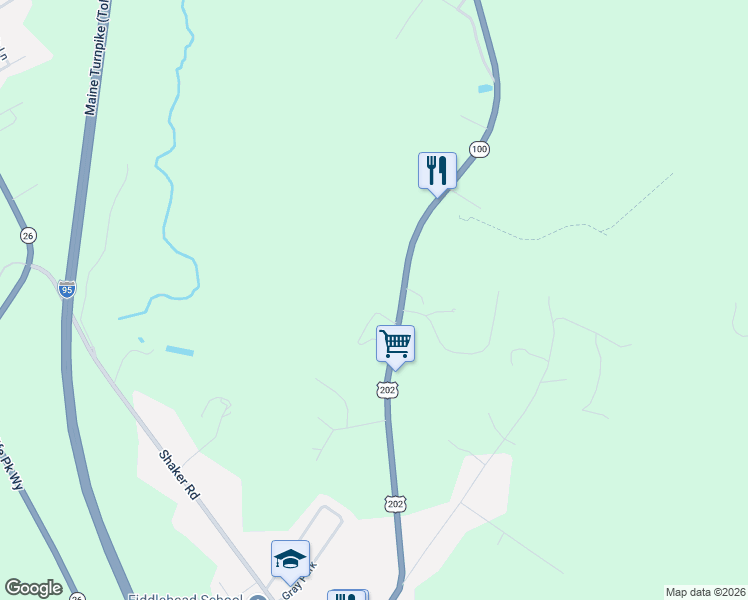 map of restaurants, bars, coffee shops, grocery stores, and more near 10 Two Acre Island Road in Raymond
