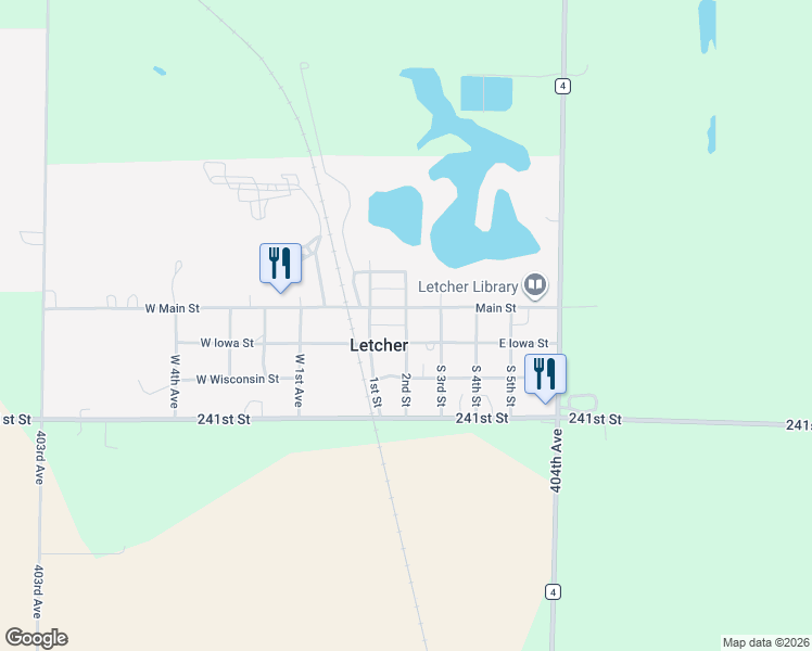 map of restaurants, bars, coffee shops, grocery stores, and more near South 2nd Street in Letcher