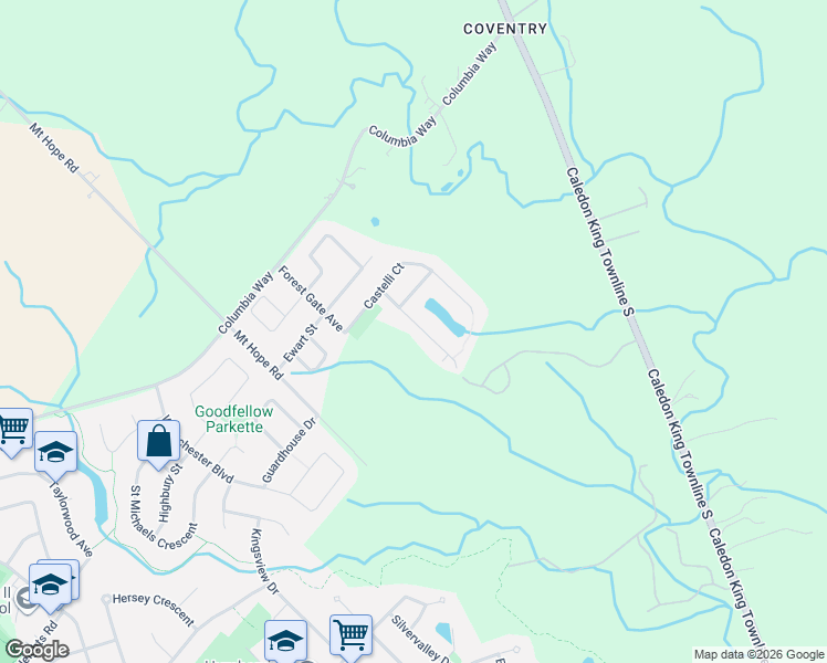 map of restaurants, bars, coffee shops, grocery stores, and more near 34 Crest Ridge Drive in Bolton