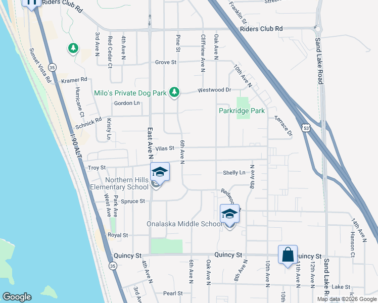 map of restaurants, bars, coffee shops, grocery stores, and more near 609 Troy Street in Onalaska