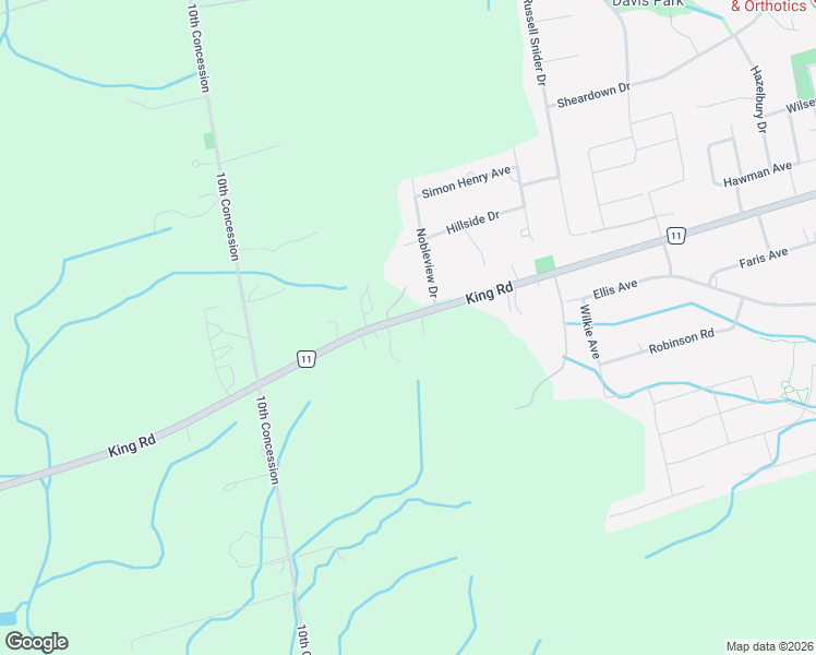 map of restaurants, bars, coffee shops, grocery stores, and more near 6531 King Road in Nobleton
