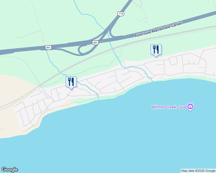 map of restaurants, bars, coffee shops, grocery stores, and more near 11 Heritage Lane in Wilmot Creek