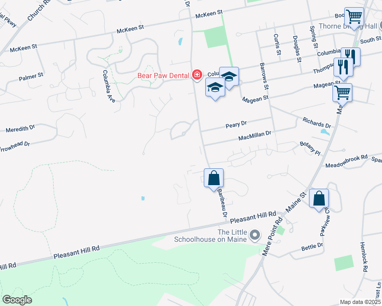 map of restaurants, bars, coffee shops, grocery stores, and more near 60 Baribeau Drive in Brunswick