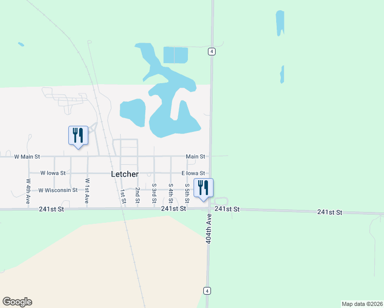 map of restaurants, bars, coffee shops, grocery stores, and more near 300-306 Main Street in Letcher