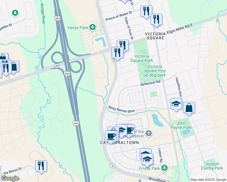 map of restaurants, bars, coffee shops, grocery stores, and more near 10619 Woodbine Avenue in Gormley