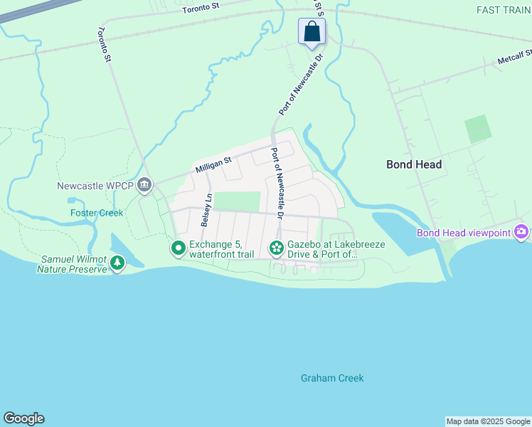 map of restaurants, bars, coffee shops, grocery stores, and more near Shipway Avenue in Durham Regional Municipality