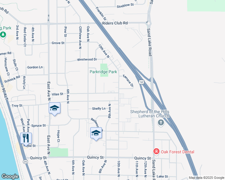 map of restaurants, bars, coffee shops, grocery stores, and more near 1009 10th Avenue North in Onalaska