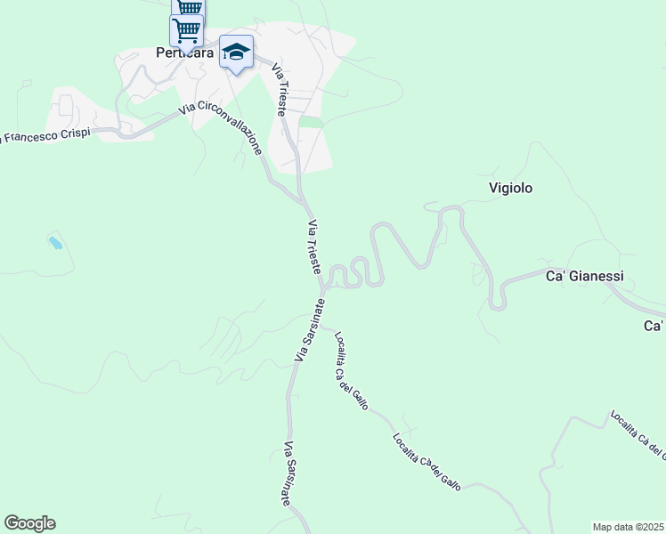 map of restaurants, bars, coffee shops, grocery stores, and more near 2 Via Serra Masini in Serra Masini