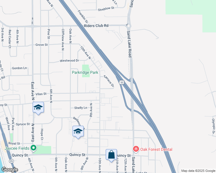 map of restaurants, bars, coffee shops, grocery stores, and more near 1013 Terrace Drive in Onalaska