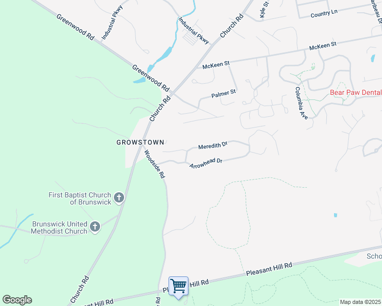 map of restaurants, bars, coffee shops, grocery stores, and more near 4 Meredith Drive in Brunswick