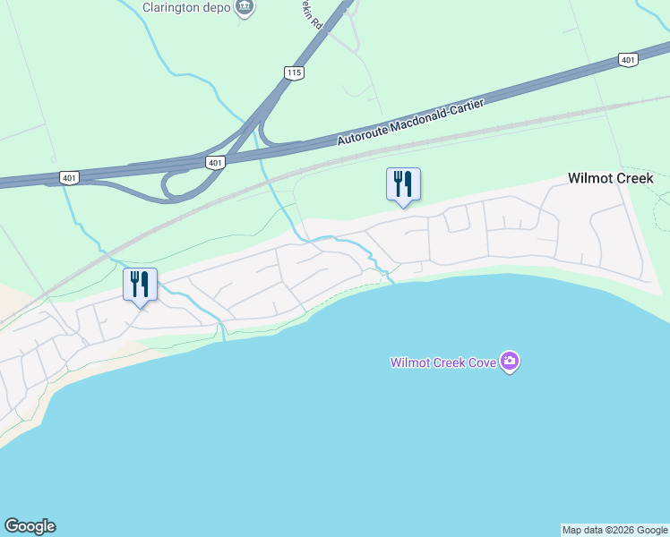 map of restaurants, bars, coffee shops, grocery stores, and more near 22 Champlain Court in Newcastle