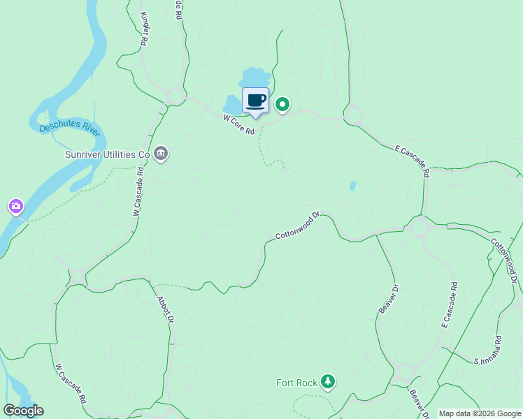 map of restaurants, bars, coffee shops, grocery stores, and more near 57786 Ribes Lane in Sunriver