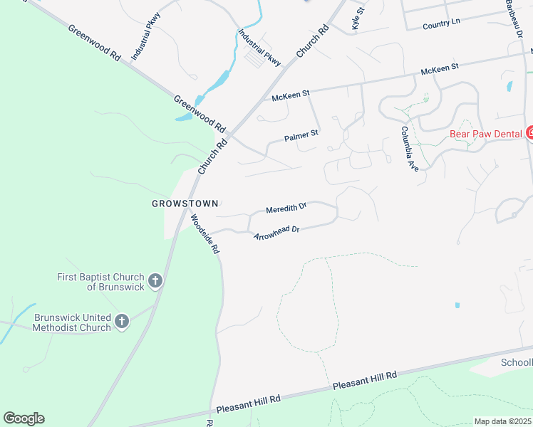 map of restaurants, bars, coffee shops, grocery stores, and more near 4 Meredith Drive in Brunswick
