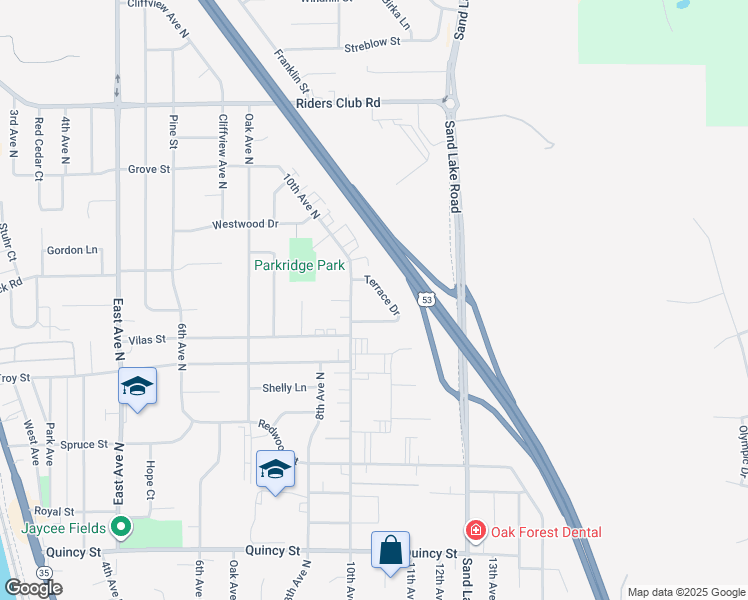map of restaurants, bars, coffee shops, grocery stores, and more near 1013 Terrace Drive in Onalaska